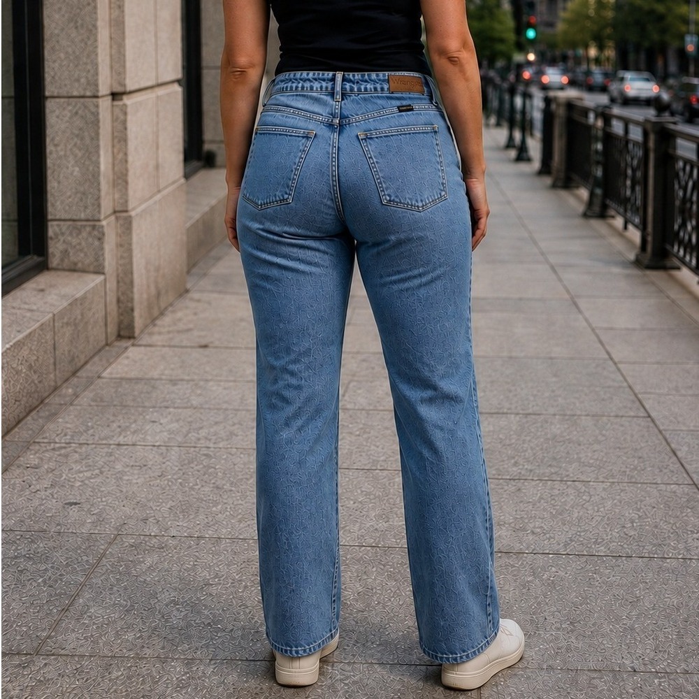 Wrangler Womens  Size 10 High Rise Rodeo Straight Crop Jeans Blue Distressed